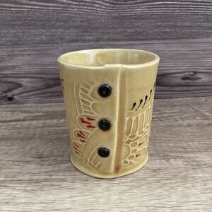 Charan Sachar Art Pottery Tea Mug Buttons Paisley Shirt Cup